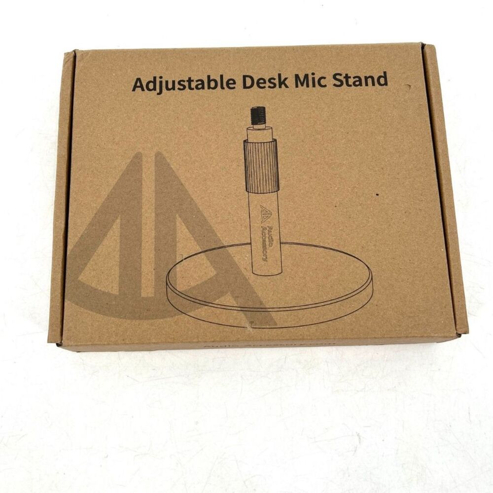 NWT AUDIO ACCESSORY Adjustable Desk Mic Stand Telescoping Weighted Round Base